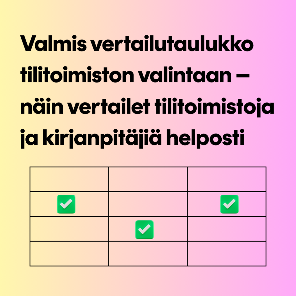Tilitoimiston vertailu taulukko